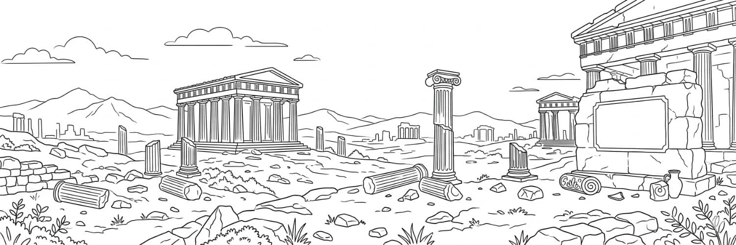 Classical ruins illustration